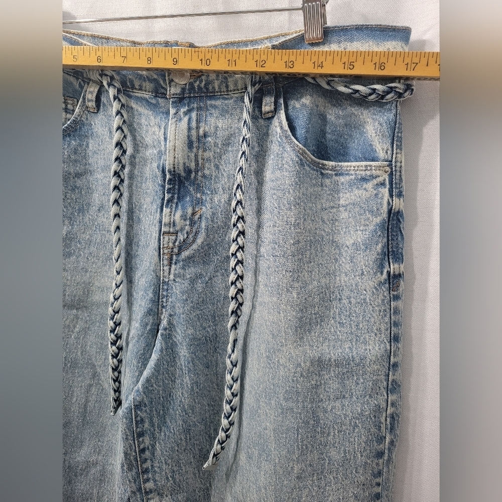 Kensie Jeans For Women's The Carla Hi-Rese Wide Leg Light Blu Braided Belt Sz 12 - Picture 11 of 16